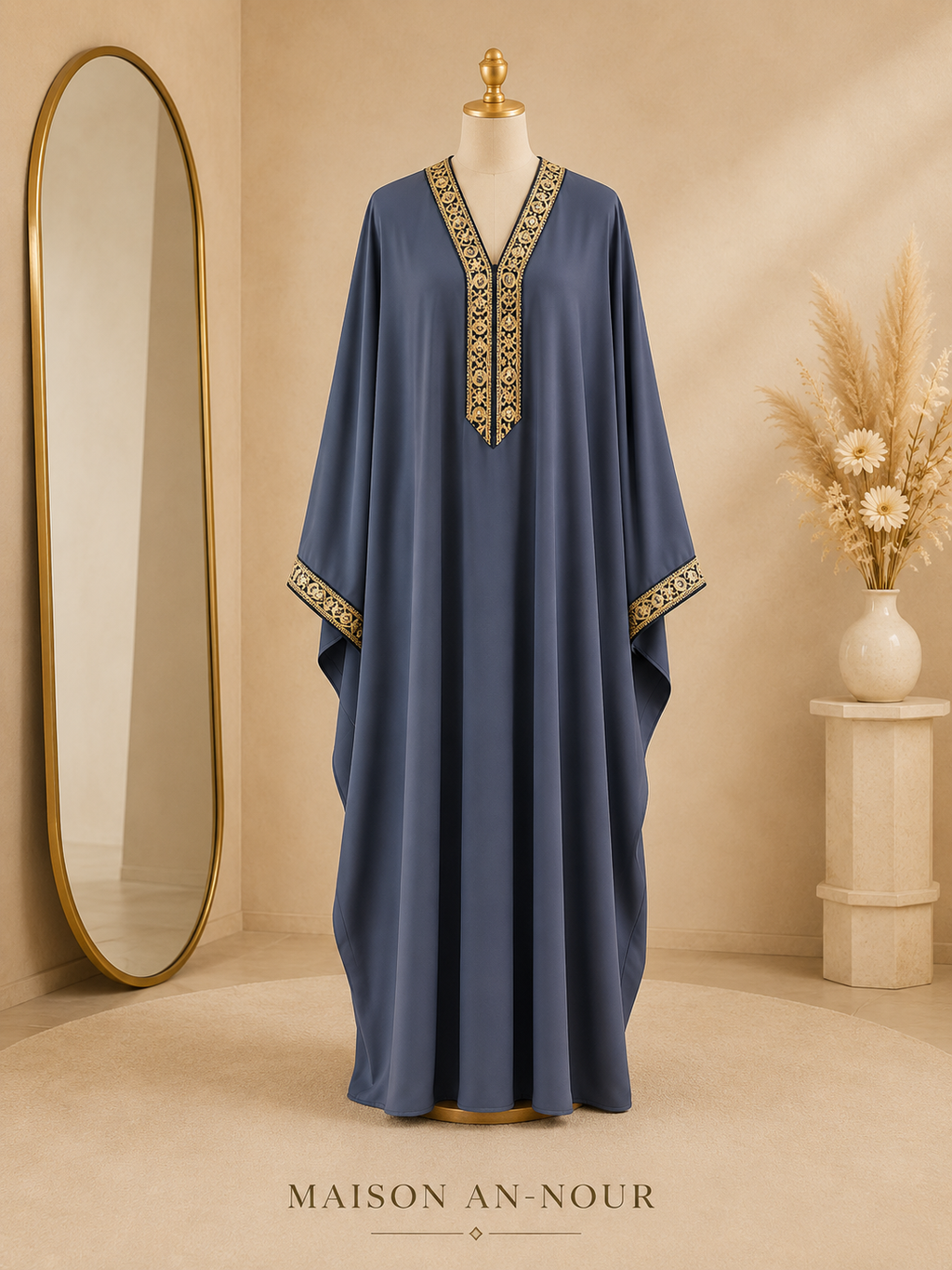 Abaya Papillon Brodée Femme – Kaftan Long Fluide Élégant et Modeste
