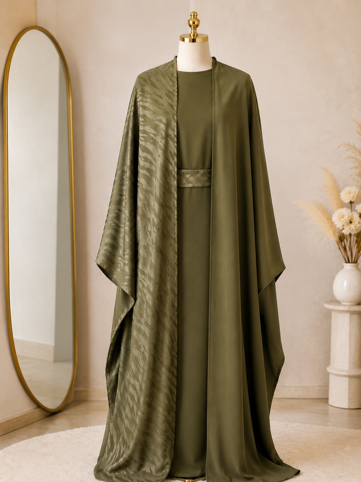 Abaya Dubai 3 Pièces Satinée – Style Emirati Luxe Oriental
