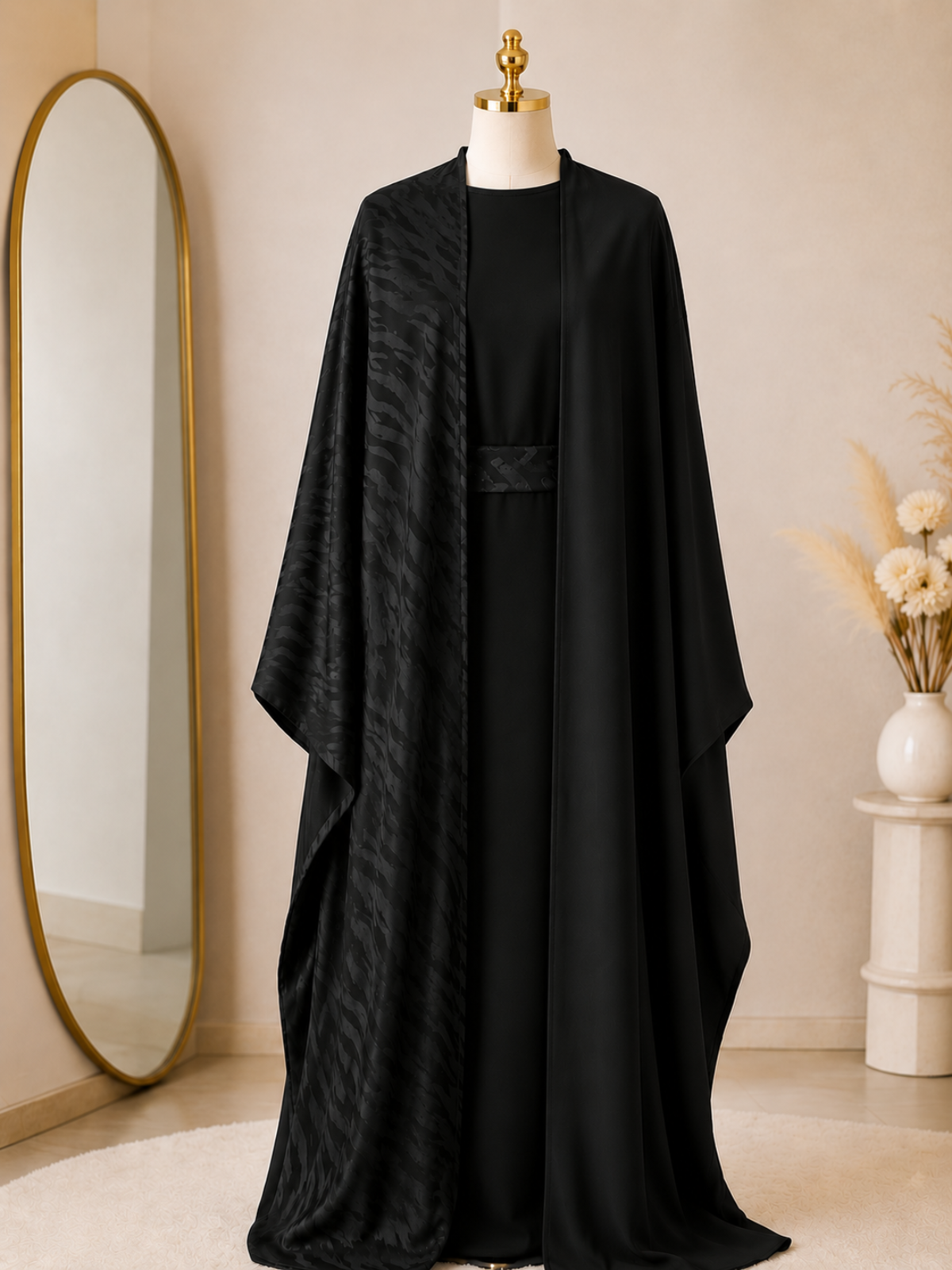 Abaya Dubai 3 Pièces Satinée – Style Emirati Luxe Oriental