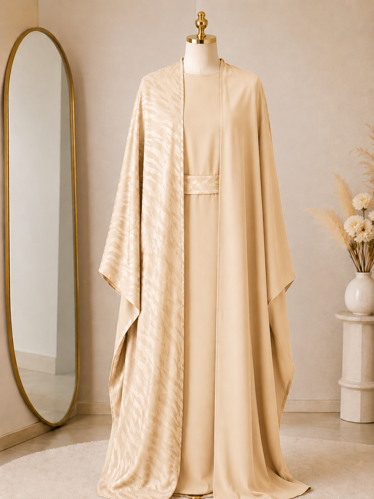 Abaya Dubai 3 Pièces Satinée – Style Emirati Luxe Oriental
