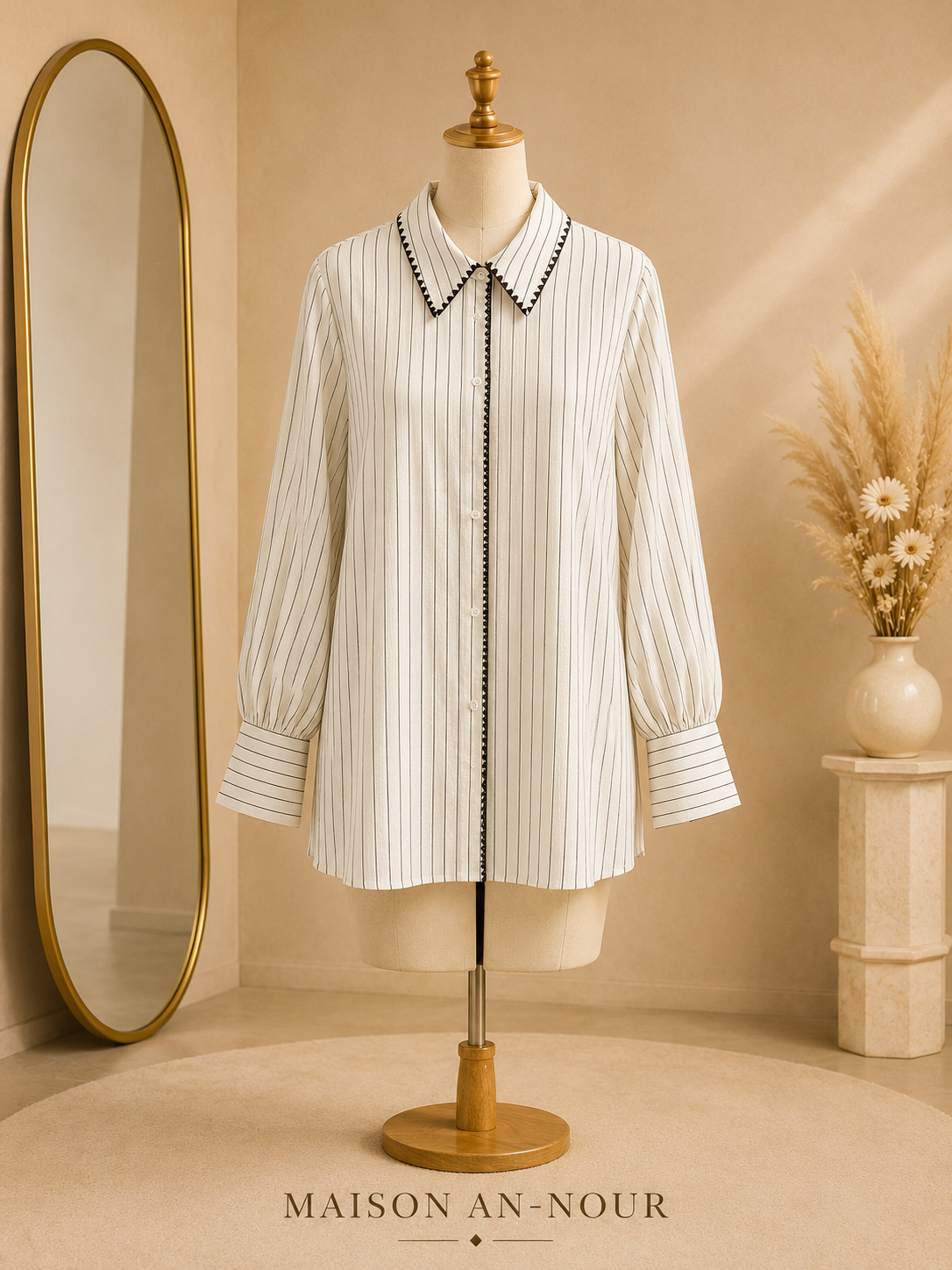 Chemise Femme Rayée Élégante à Manches Longues