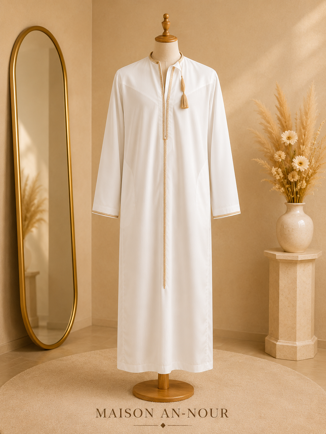Qamis Homme Blanc Traditionnel Élégant