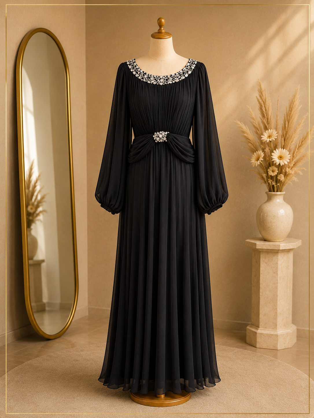 Robe Longue de Soirée Femme Élégante Strass
