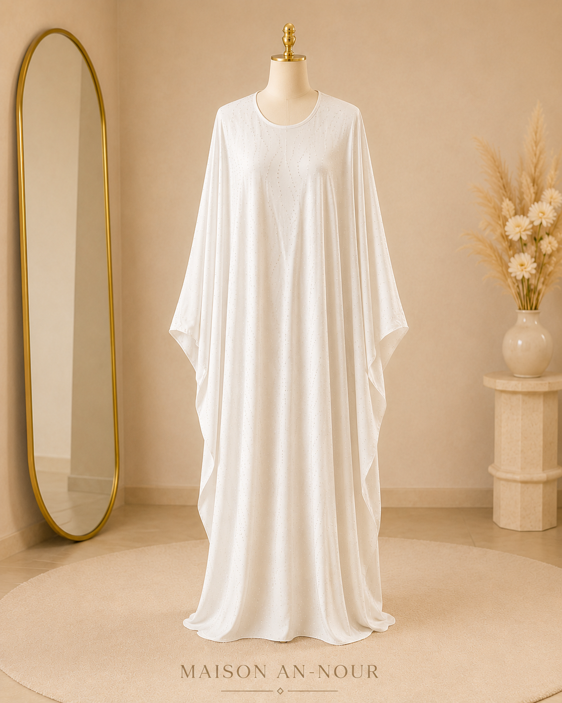 Abaya Papillon Blanche Femme Strass Élégante