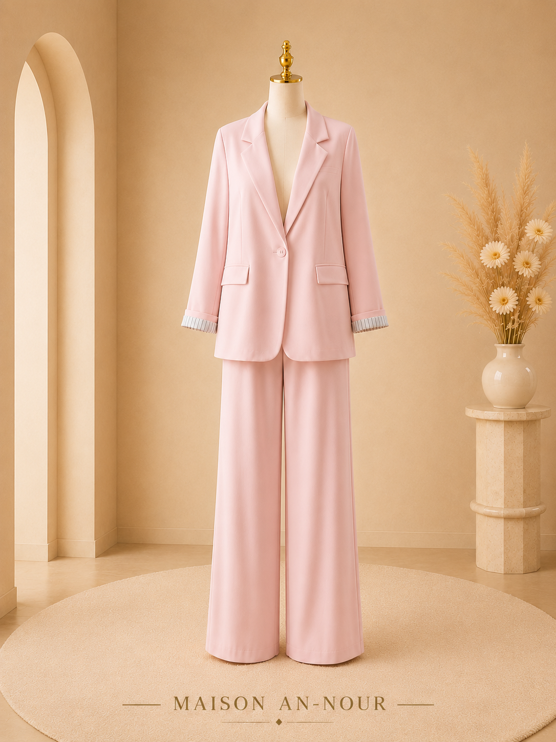 Ensemble Tailleur Femme Rose Poudré Chic
