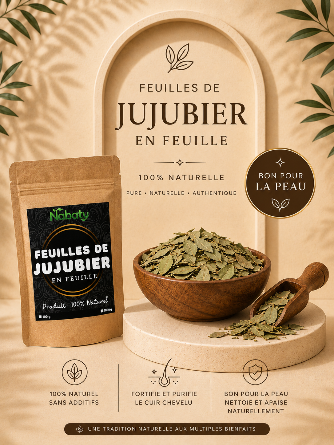 Feuilles de Jujubier Naturelles 100% Pures – Soin Capillaire et Soin de la Peau Traditionnel
