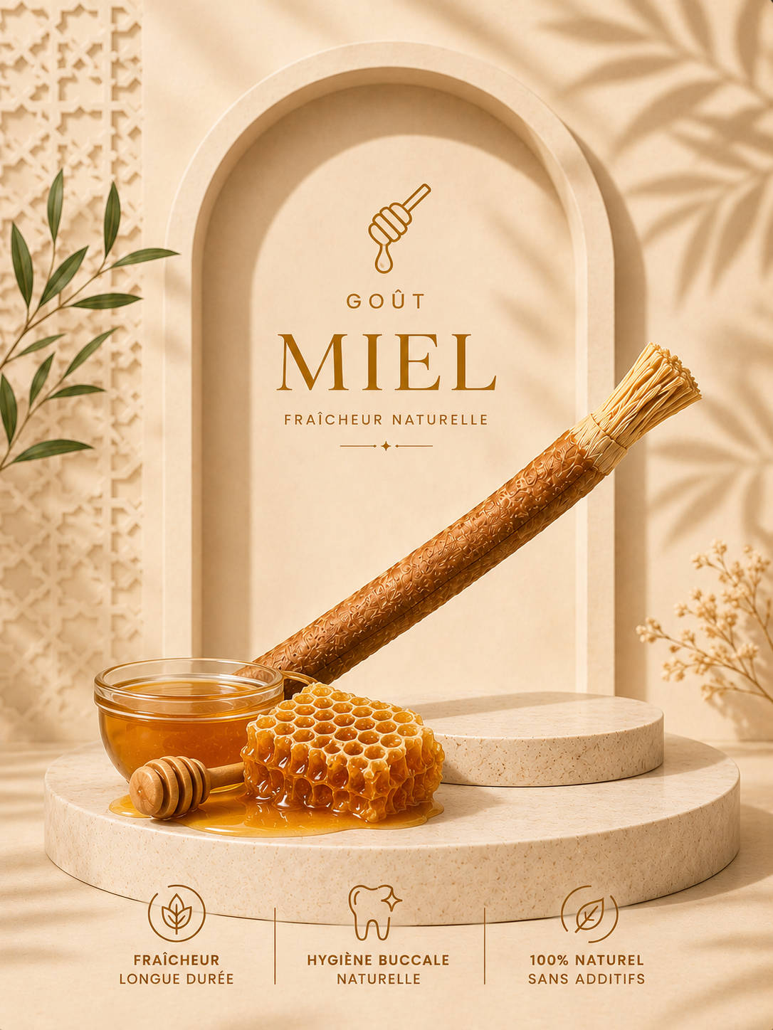 Siwak Goût Miel Naturel – Brosse à Dents Naturelle pour une Haleine Fraîche et une Hygiène Buccale Quotidienne