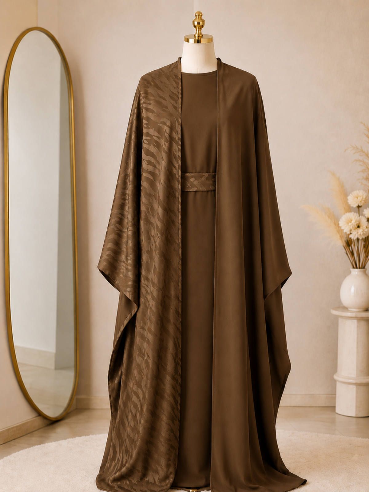 Abaya Dubai 3 Pièces Satinée – Style Emirati Luxe Oriental