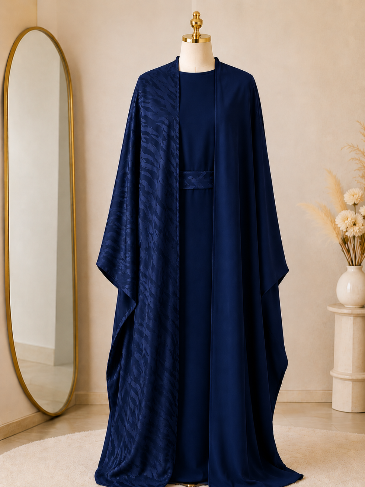 Abaya Dubai 3 Pièces Satinée – Style Emirati Luxe Oriental
